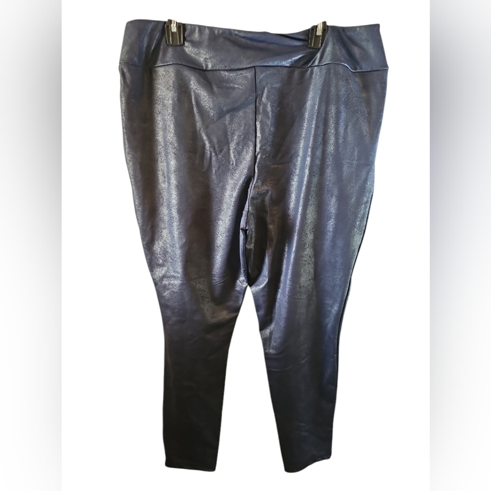 LuLaRoe Luxe faux leather navy Blue Leggings sz 3X WP155 - Picture 5 of 6